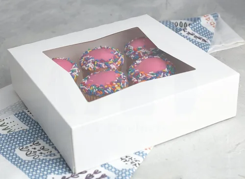 Miniatura 7 de MT Products Cajas blancas para pasteles de panadería de 9 x 9 x 2.5 pulgadas, cajas de panadería con ventana emergentes automáticas (paquete de 15)
