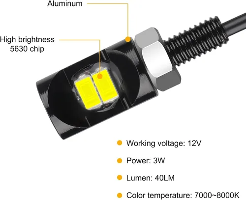Miniatura 4 de Linkstyle 4 piezas luces LED de matrícula de 12V, lámpara de tornillo de etiqueta de matrícula de 8000K, impermeable, luces de bombilla LED