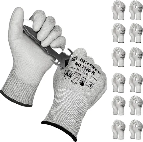Miniatura 12 de Schwer 3 pares de guantes de trabajo resistentes a los cortes ANSI A6, a prueba de cortes, pantalla táctil, para hombres y mujeres, utilizados