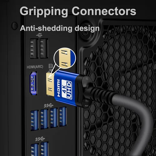 Miniatura 2 de Cables HDMI de 18 Gbps de 3 pies con conectores de agarre, cable flexible Ethernet 2.0 de ultra alta velocidad 4K @60Hz 4:4:4 HDR, HDCP2.2, ARC, 3D