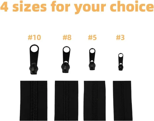Miniatura 5 de Amykite The Yards - Cremalleras a granel de 360 pulgadas de 10 yardas, cremallera #5 de 29.5 ft para coser, cremalleras de bobina de nailon negro