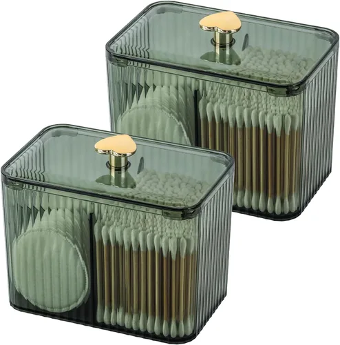 Miniatura 8 de Tbestmax Dispensador Portahisopo de 2 Secciones, Organizador Transparente de Baño de 2 Rejillas, Contenedor de Almacenamiento de Cosméticos