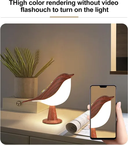 Miniatura 3 de Lámpara de mesa con control táctil de mesita de noche, lámparas de aroma, con forma de pájaro, lámpara de escritorio LED con puerto de carga USB, 3