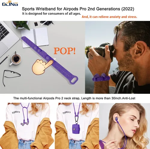 Miniatura 6 de 6 en Uno para Funda de Airpods Pro (2024/2023/2022/2019, 2ª/1ª Gen), Piel de Silicona Suave para Funda de AirPods Pro de 2ª Generación con Bloqueo