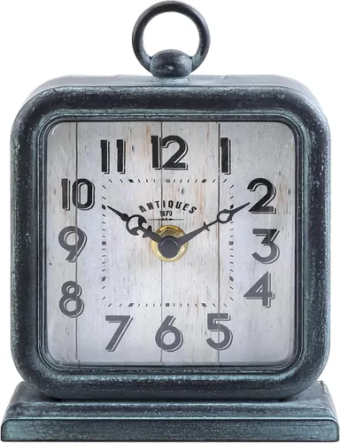 NIKKY HOME Reloj de mesa vintage, reloj de escritorio con estantes, diseño rústico, elegante decoración del hogar para chimenea, escritorio,