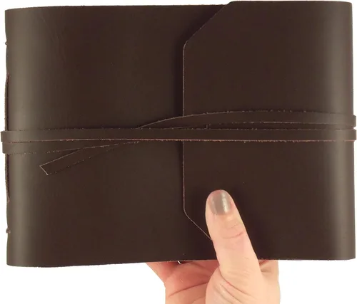 Álbum de fotos rústico de cuero genuino con caja de regalo, páginas estilo álbum de recortes, capacidad para 100 fotos de 4 x 6 o 5 x 7 pulgadas,