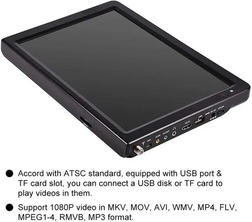 Miniatura 4 de Pomya 12 pulgadas Digital Televisión ATSC TV portátil 1080P HD HDMI reproductor de vídeo para el coche casero (EE.UU.)