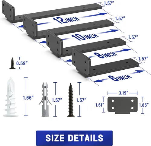 Miniatura 4 de Goovilla Soporte de estante, soportes flotantes resistentes de 6 pulgadas de largo, paquete de 6 soportes para estantes, soportes de soporte