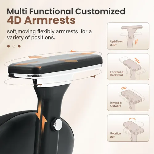 Miniatura 5 de Silla de oficina grande y alta de 700 libras para personas pesadas, silla de escritorio ergonómica de malla con cojín ancho y grueso, soporte lumbar