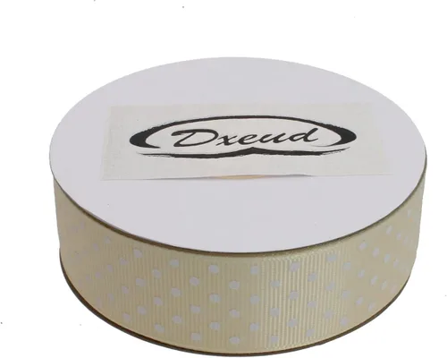 Miniatura 3 de Cinta de grogrén de lunares de 25 yardas cada rollo 100% poliéster (1 pulgada, beige)
