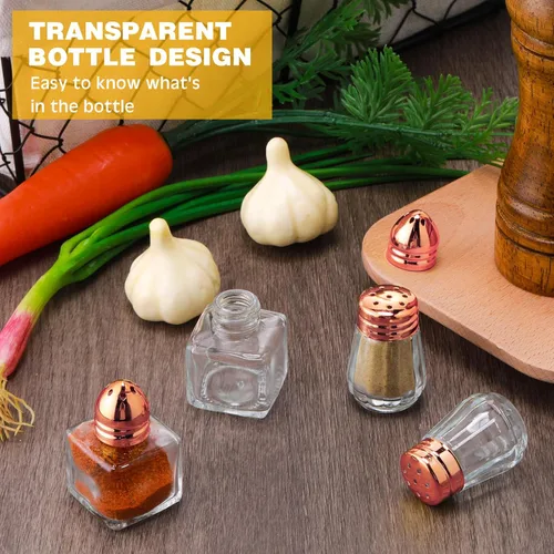Miniatura 5 de Zopeal Juego de 50 mini saleros y pimenteros pequeños condimentos individuales transparentes a granel, pequeños mezcladores de especias para cocina
