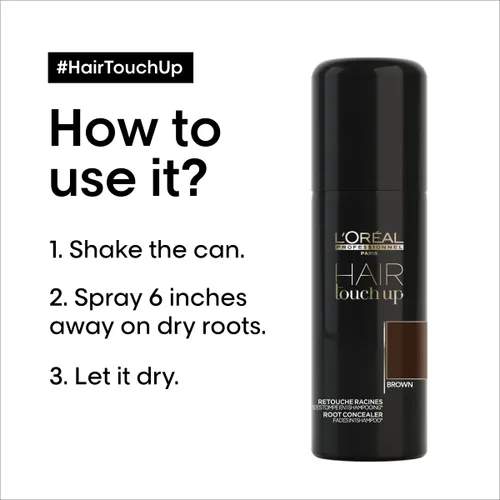 Miniatura 3 de L'Oreal Professionnel Root Touch Up Spray corrector de raíces Mezcla y cubre el cabello gris Resultados naturales duraderos 1 champú No
