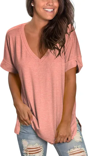 Miniatura 2 de liher - Camisetas de manga corta con cuello en V para mujer para verano suelta