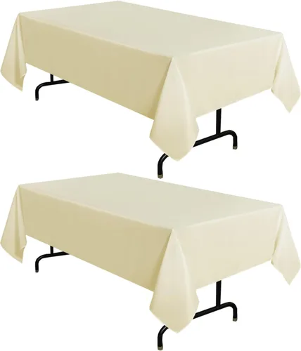Miniatura 28 de sancua - Paquete de 2 manteles cuadrados de poliéster, de 54 x 54 pulgadas, resistentes a las manchas y a las arrugas, lavables, para mesas de Beige