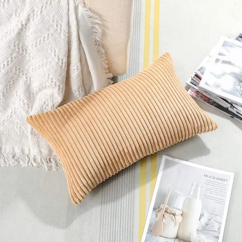 Miniatura 402 de Artscope Fundas de Almohada de Pana a Rayas Acogedoras Súper Suaves Decorativas Cuadradas Fundas de Cojín para Sofá Sillón Dormitorio Decoración
