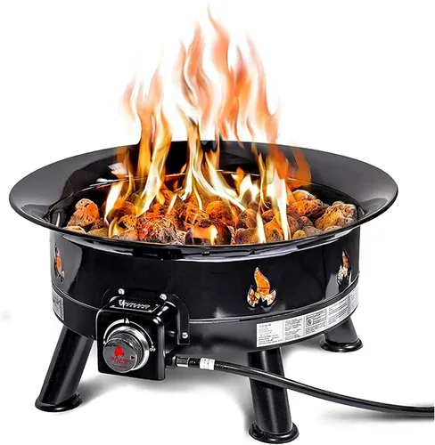 Outland Living Brasero sin humo, chimenea portátil de gas propano para exteriores de 24 pulgadas de diámetro con cubierta resistente a los rayos UV