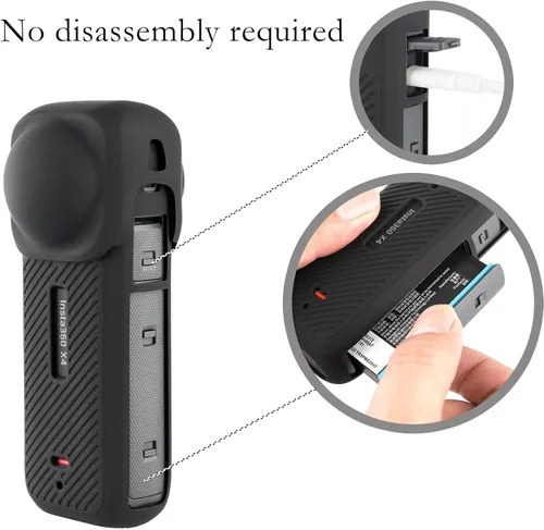 Miniatura 4 de PCTC Insta 360 X4 - Funda protectora de silicona con tapa de lente para accesorios Insta 360 X4, funda de silicona para cámara de acción Insta360 X4