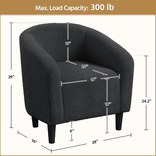 Miniatura 3 de Yaheetech - Juego de 2 sillas decorativas, sillas peludas para sala de estar, sillones de tela sherpa con acolchado suave y acogedor, sillones