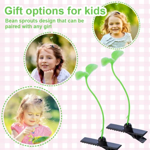 Miniatura 3 de 20 pinzas para el pelo de brotes de frijol, horquilla de guisante de plantas verdes, pasador de hierba, lindos adornos para niños, niñas, mujeres