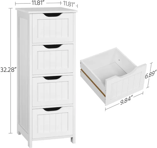 Miniatura 3 de Topeakmart Gabinete de madera independiente para baño, armario de baño, organizador de almacenamiento lateral, cuatro cajones para baño y cocina