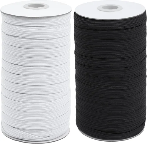 Miniatura 14 de Coopay Bandas elásticas planas de 40 yardas de largo, 1/2 pulgada de ancho, cuerda elástica plana para coser proyectos de bricolaje, artes y Negro
