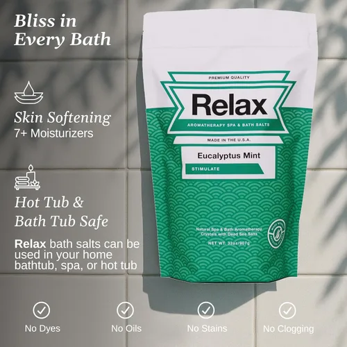 Miniatura 3 de Relax Spa & Bath Sales de baño de aromaterapia para bañera de hidromasaje, baño o spa, bolsa de 2 libras con infusión de magnesio, sal de baño