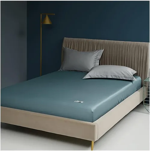 Sábanas bajeras, sábanas de tejido de satén, suaves y cómodas, con bolsillo profundo de 11.8 in, tamaño King, paquete de 1 unidad (color azul,