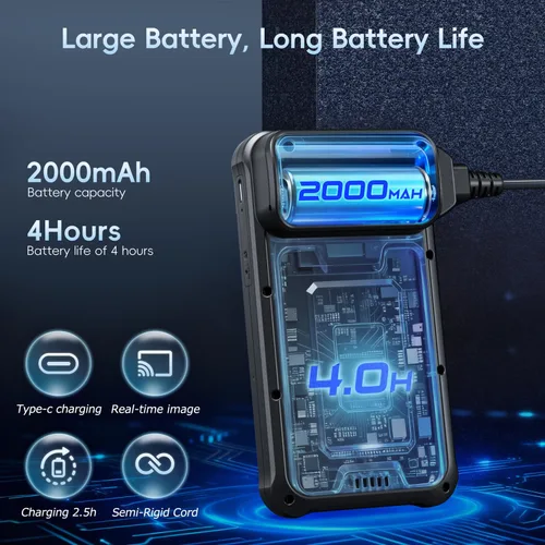 Miniatura 5 de SKYBASIC Cámara Endoscopio Industrial Boroscopio con Luz, 4.3'' HD Digital Portátil Impermeable Herramientas de Alcantarillado Cámara de Inspección