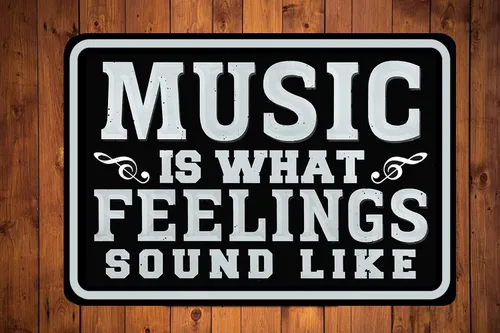 Miniatura 2 de Cusde Music Is What Feelings Sound Like - Decoración de pared inspiradora, letrero de lata con música, regalos para amantes de la música, carteles