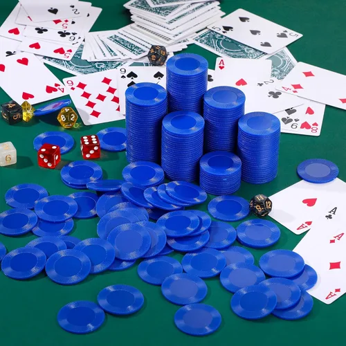 Miniatura 5 de Leitee Juego de fichas de póquer de plástico de 1.496 pulgadas, juego de fichas de póquer ligeras, fichas de bingo, casino en blanco, conteo a
