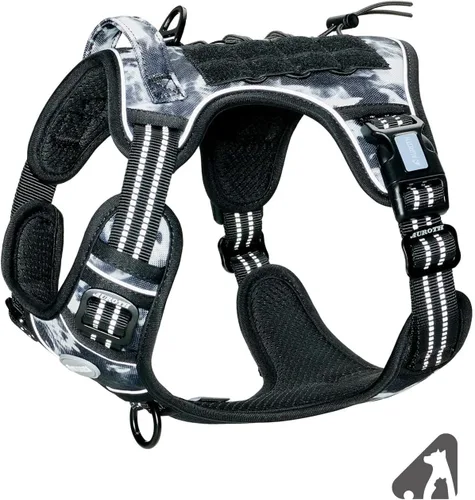 Miniatura 38 de Auroth - Arnés táctico para perros pequeños y medianos, sin tirones, arnés ajustable para mascotas, reflectante, K9, entrenamiento, trabajo, de Gris