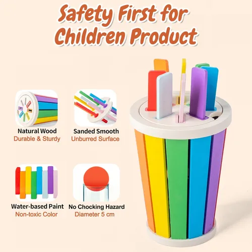 Miniatura 4 de Juguetes Montessori para niños de 1 a 3 años, juguetes de aprendizaje de clasificación de colores de madera para niños pequeños, juegos de Clásico