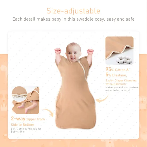 Miniatura 5 de Manta Envolvente de Algodón Suave Premium, Saco de Dormir con Diseño de Brazos Arriba, 2 Paquetes 3-6 Meses, Manos Arriba Transiciones de 3 Vías a