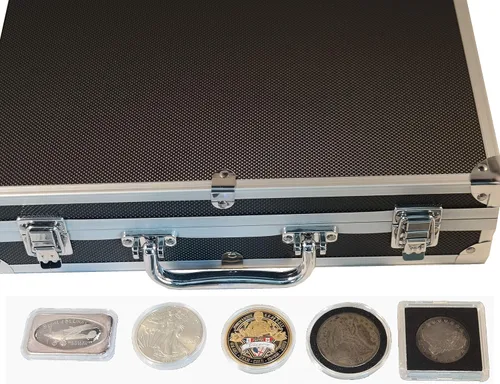 Miniatura 3 de Ursae Minoris Elite - Caja de aluminio negro para 100 cápsulas de monedas grandes, "H", XL, "I" o acrílico, 2 x 2