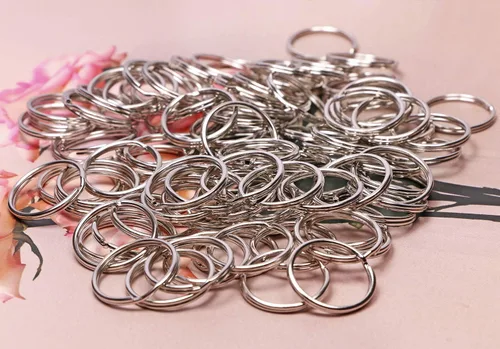 Miniatura 4 de Shapenty Mini llavero de metal dividido con cadena de eslabones para llaves de oficina en casa, organizadas, fabricación de joyas, pestañas con Plata