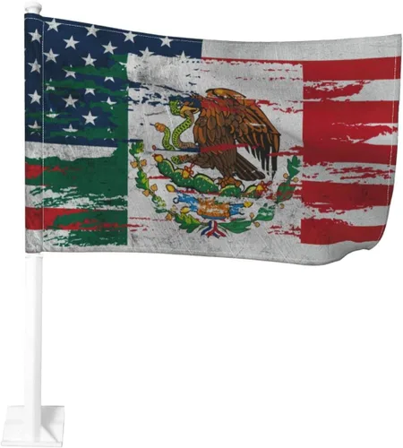 Miniatura 12 de Bandera de México con clip para ventana, 12 x 18 pulgadas, pancarta de decoración de automóvil de doble cara, protección UV de poliéster Bandera