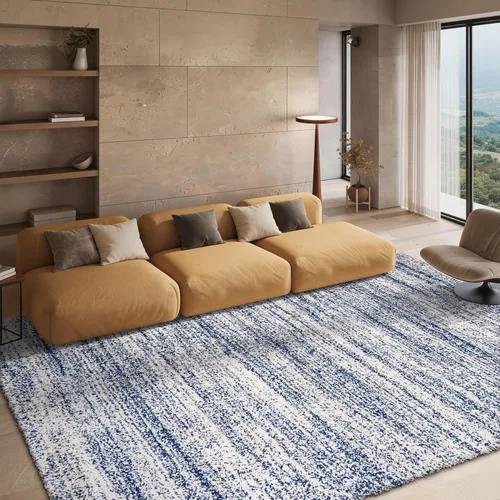 Miniatura 19 de SAFAVIEH Hudson Shag Collection - Alfombra decorativa de 2 x 3 pies, color marfil y azul marino, no desprende pelusa y de fácil cuidado, 2 pulgadas