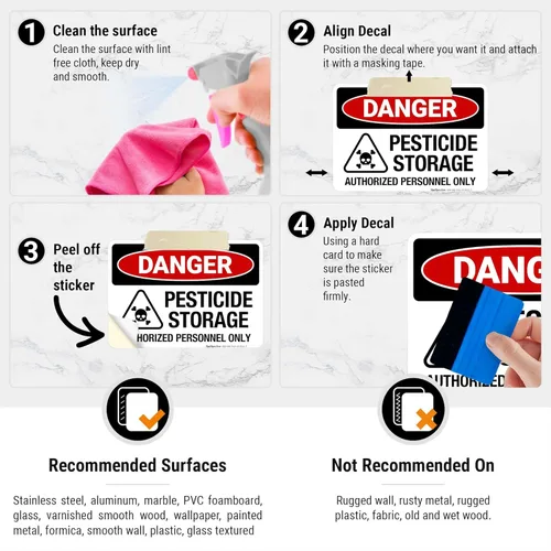 Miniatura 2 de Danger - Cartel autorizado de almacenamiento de pesticidas, 10 x 7 pulgadas, calcomanías de vinilo de 4 mil resistentes a la intemperie, fabricadas