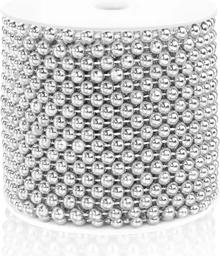 Miniatura 20 de Guirnalda de Perlas de 10MM, 10.06 Metros de Cadena de Perlas de Imitación Dorada, Rollo de Hilo para Decoración de Boda y Fiesta, Adornos