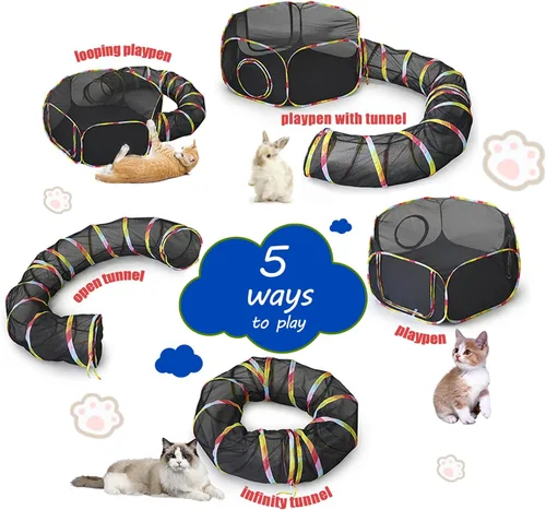 Miniatura 3 de CLKHOWL Recinto para gatos al aire libre, carpas portátiles para gatos para exteriores, sin jaula para exteriores, recinto para mascotas, túnel