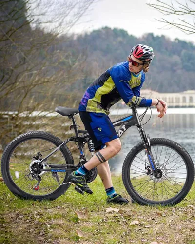 Miniatura 8 de 26 27.5 inch Mountain Bike Full Suspension, 21-Speed Steel Frame for Men & Women, Mechanical Disc Brakes Mens Mountain Bike, Outdoor Cycling