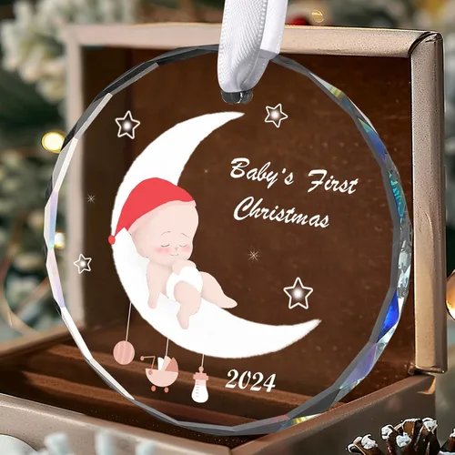 Adorno de Primer Navidad del Bebé 2024 - Recuerdo de Familia de Tres: Recién Nacido Niño y Niña