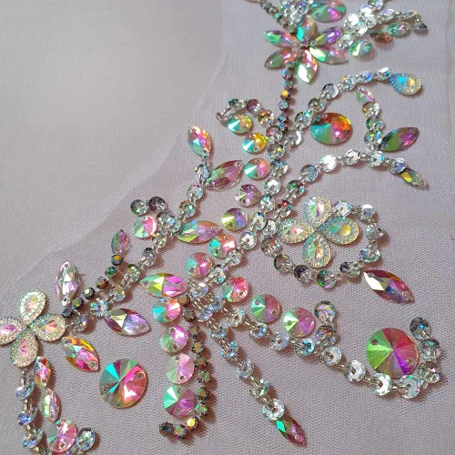 Miniatura 3 de Coser en diamantes de imitación de boda nupcial espalda apliques parches de costura para bricolaje disfraz ropa decoración de vestidos (AB)