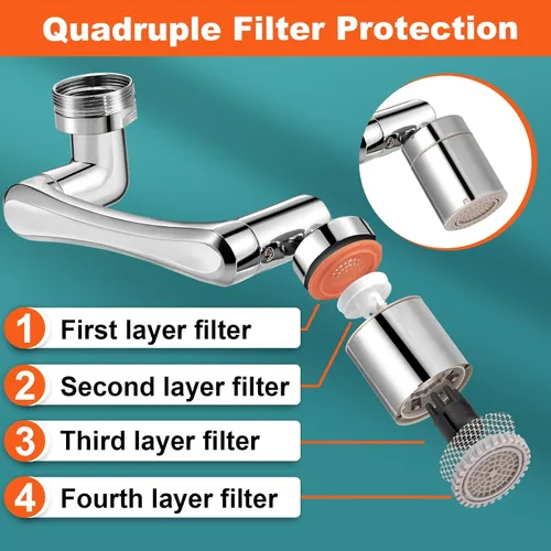 Miniatura 8 de Spurtar Aireador Extensor de Grifo Giratorio de 1440° para Fregadero para Niños Pequeños, 2 Modos de Rociador Cabezal Giratorio de Baño Cocina 1