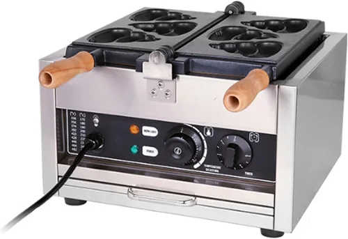 Miniatura 9 de Máquina de gofres eléctrica comercial, cuerpo de acero inoxidable, control de temperatura de 122.0-482.0 °F, temporizador, luces indicadoras