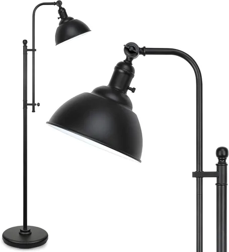 Lámpara de pie industrial Coucrek, lámparas rústicas de 3 temperaturas de color en bronce envejecido, altura ajustable y luces de lectura