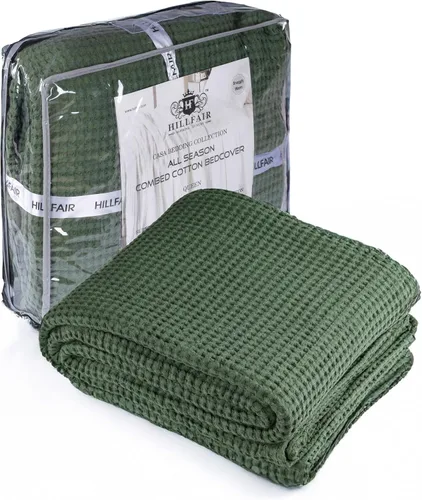Miniatura 15 de HILLFAIR Manta de Algodón 100% Peinado– Mantas de Cama Tamaño Twin– Mantas Cálidas Suaves para Todas las Estaciones Transpirables Ligeras de Verano