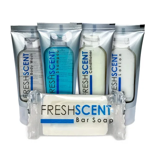 Freshscent Hotel Collection - Juego de 250 piezas de artículos de tocador a granel de tamaño de viaje, kit de 50 tubos de 1 oz cada uno, champú,