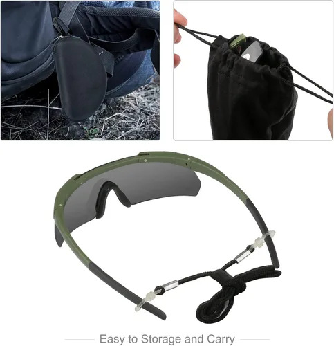 Miniatura 6 de xaegistac Tactical Shooting Glasses with 3 Interchangeable Lens High Impact Eye Protection Verde