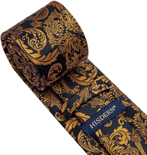Miniatura 64 de HISDERN Corbatas para hombre, corbata de cachemira y bolsillo cuadrado tejido clásico floral para hombre, corbata de fiesta de boda